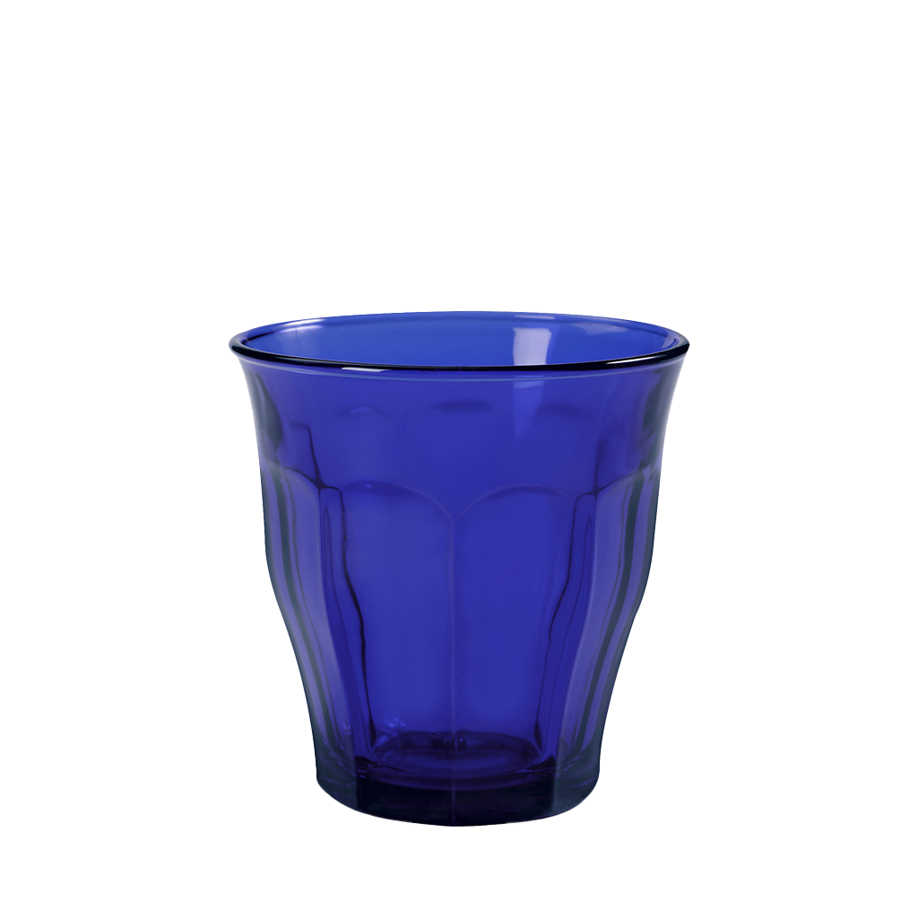 Sapphire Blue Medium Glass Tumbler with bevelled edges