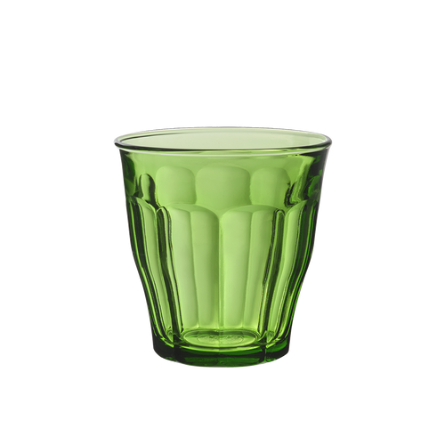 Duralex Le Picardie. Iconic medium green glass tumbler. Le verre iconique de taille moyenne en verre vert.