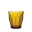 Duralex Le Picardie®  Short Cocktail Glass (Set of 6) Duralex Le Picardie. An amber yellow short glass tumbler with beveled edges. Un tumbler court en verre jaune vermeil avec des bords biseautés.