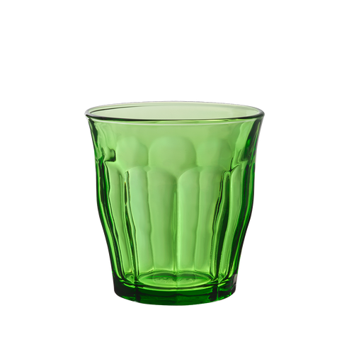 Duralex Le Picardie. Iconic medium green glass tumbler. Le verre iconique de taille moyenne en verre vert.