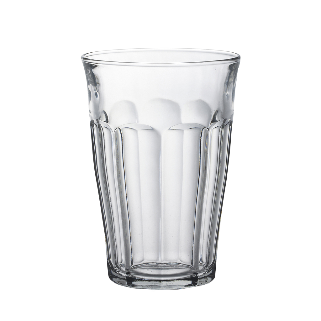 Duralex Le Picardie. Clear Tall Glass tumbler. Le verre haut en verre transparent.
