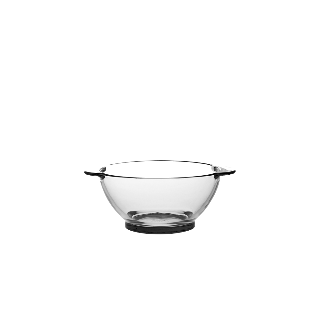 Duralex Lys. Clear Glass Bowl with Handles. Bol à oreilles en verre transparent.