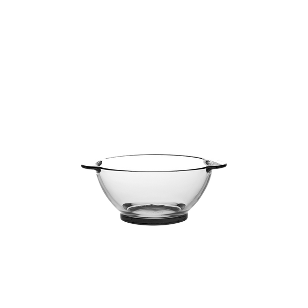 Duralex Lys. Clear Glass Bowl with Handles. Bol à oreilles en verre transparent.