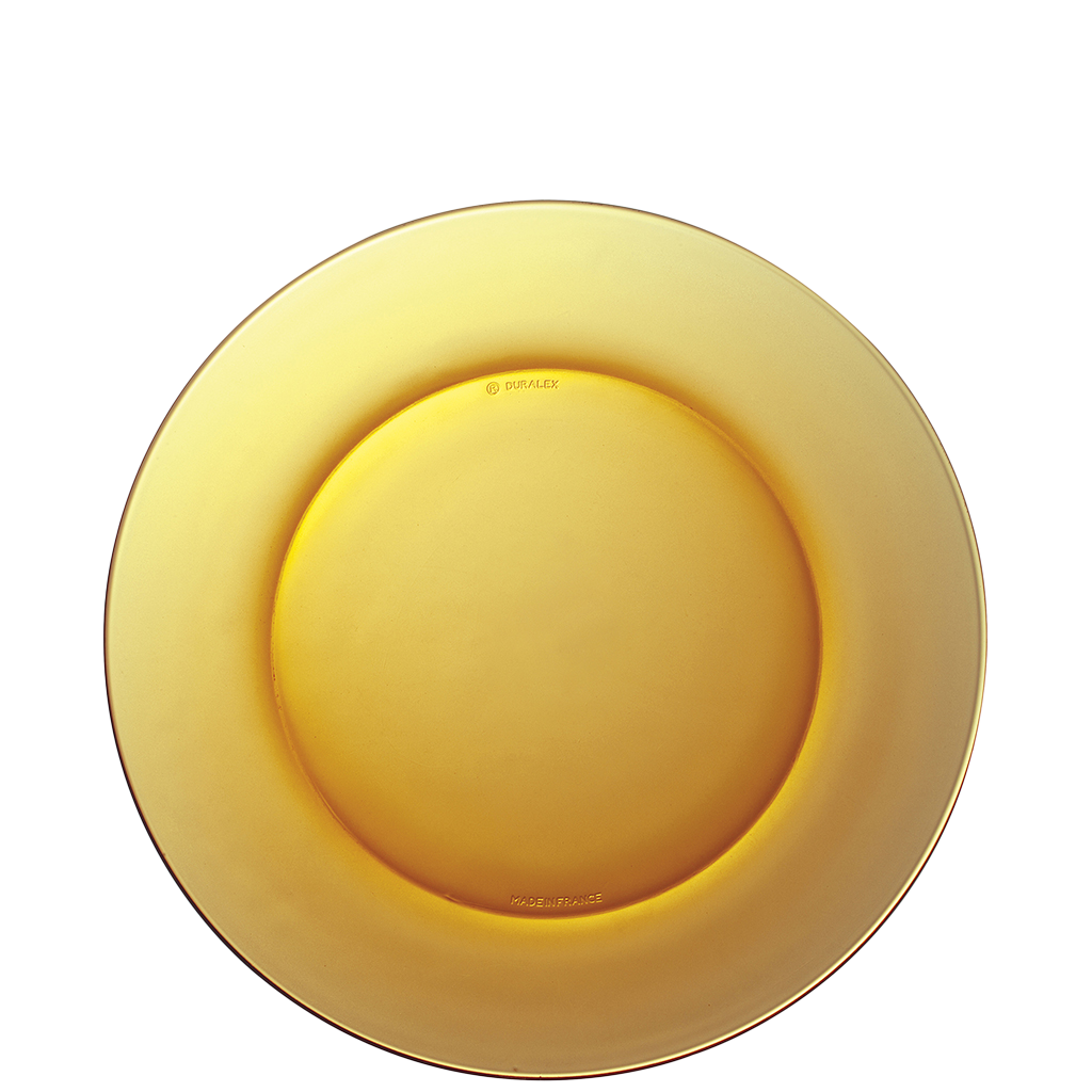 Duralex Lys. Amber Yellow Glass Plate. L'assiette en verre jaune.
