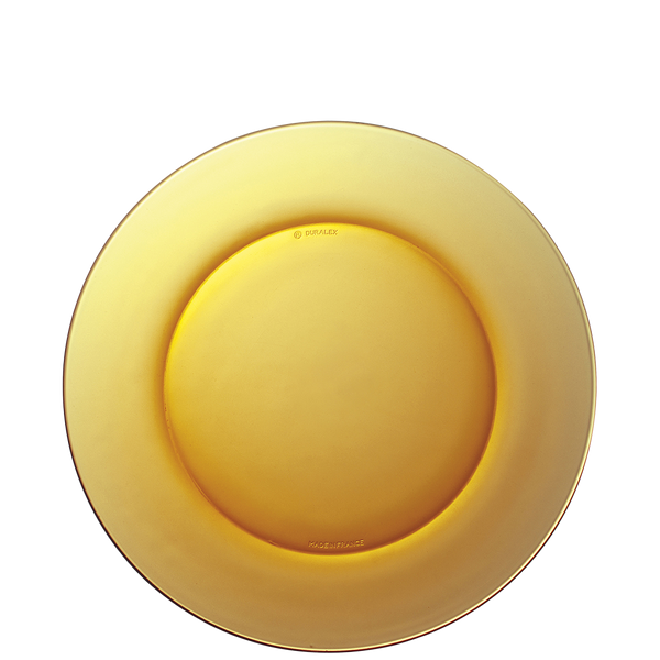 Duralex Lys. Amber Yellow Glass Plate. L'assiette en verre jaune.