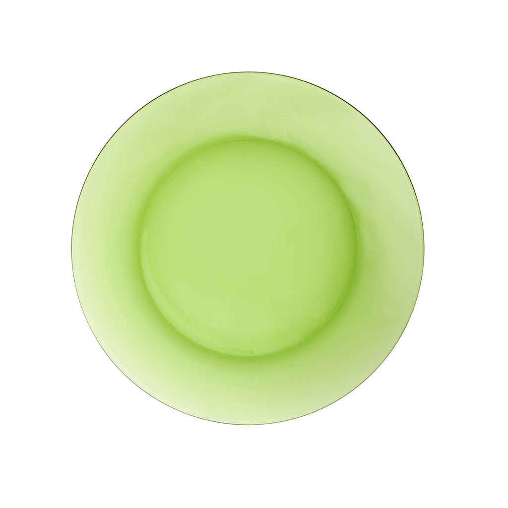 Duralex Lys. Green Glass Plate. L'assiette en verre vert.