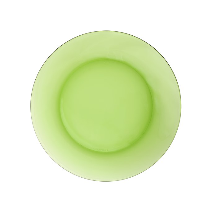 Duralex Lys. Green Glass Plate. L'assiette en verre vert.
