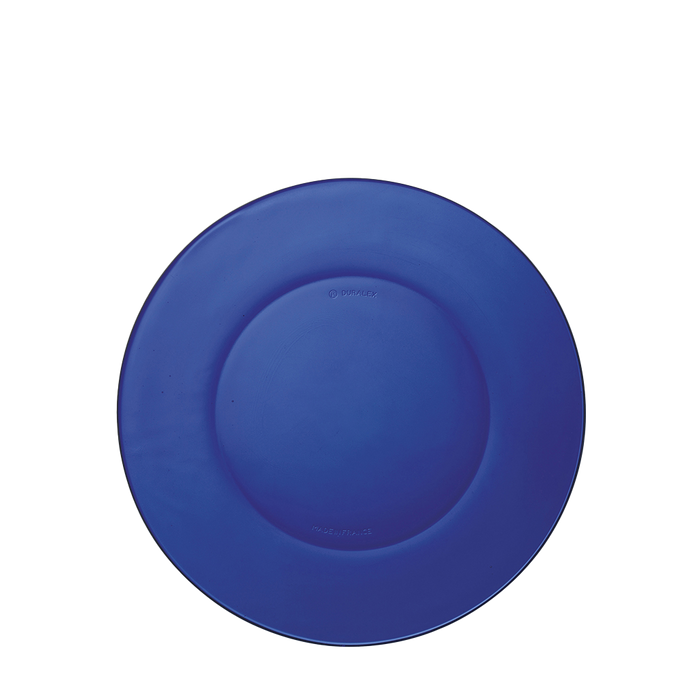 Duralex Lys. Sapphire Blue Glass Plate. L'assiette en verre bleu saphir.
