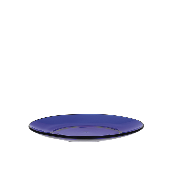 Duralex Lys. Sapphire Blue Glass Plate. L'assiette en verre bleu saphir.