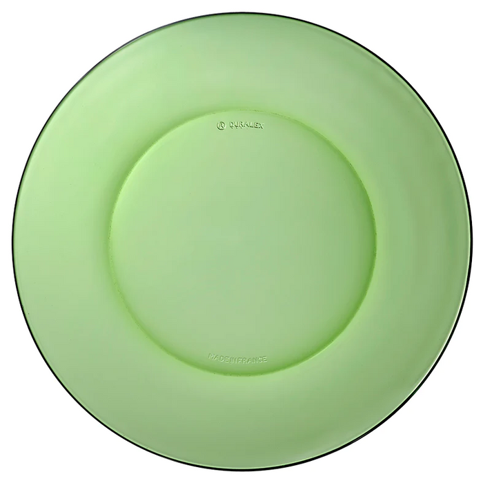 Duralex Lys. Green glass Plate. L'assiette en verre vert.