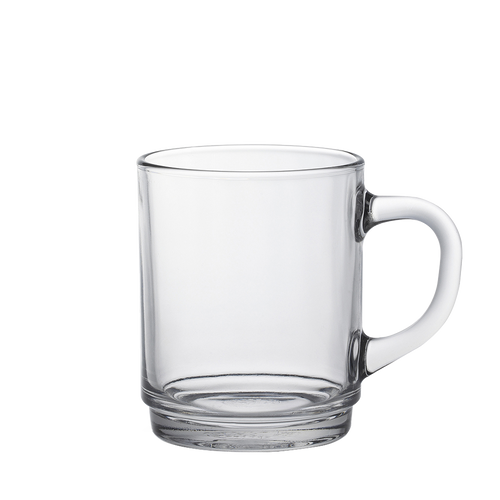 Duralex Versailles. Clear Glass Mug.  La tasse en verre transparent.