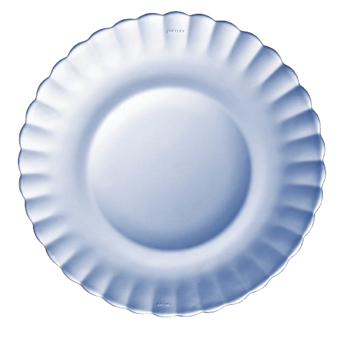 Duralex Le Picardie. Iconic Marine Blue Glass Dinner Plates. Les assiettes à dîner iconiques en verre bleu marine.