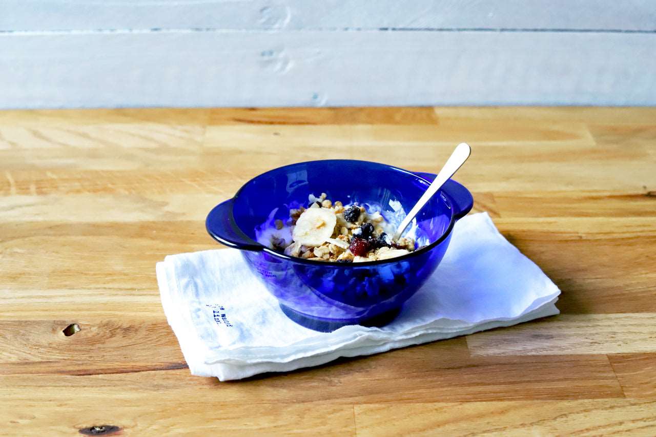 Duralex Lys - Bol à oreilles en verre saphir 0.51L (lot de 6) Sapphire Blue Bowl with Handles.