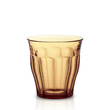 Duralex Le Picardie®  Short Cocktail Glass (Set of 6) Duralex Le Picardie. An amber yellow short glass tumbler with beveled edges. Un tumbler court en verre jaune vermeil avec des bords biseautés.