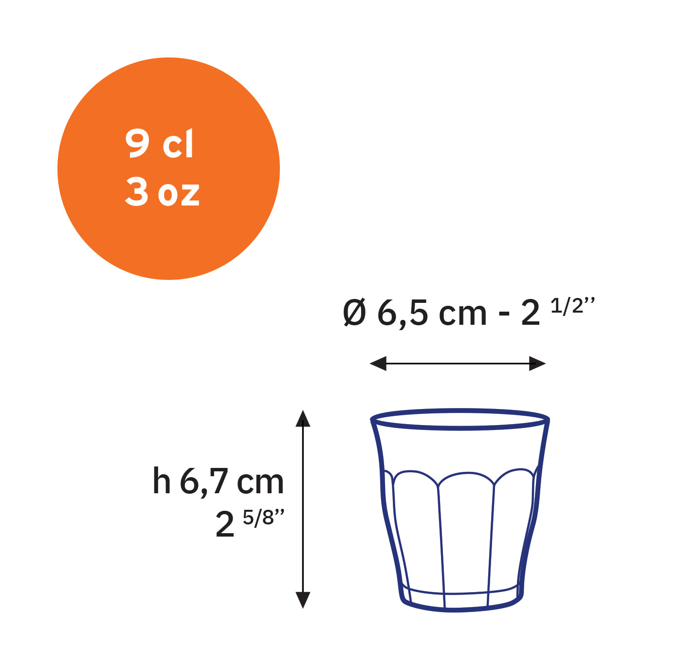 Le Picardie® verre à shot 9cl (Lot de 6)