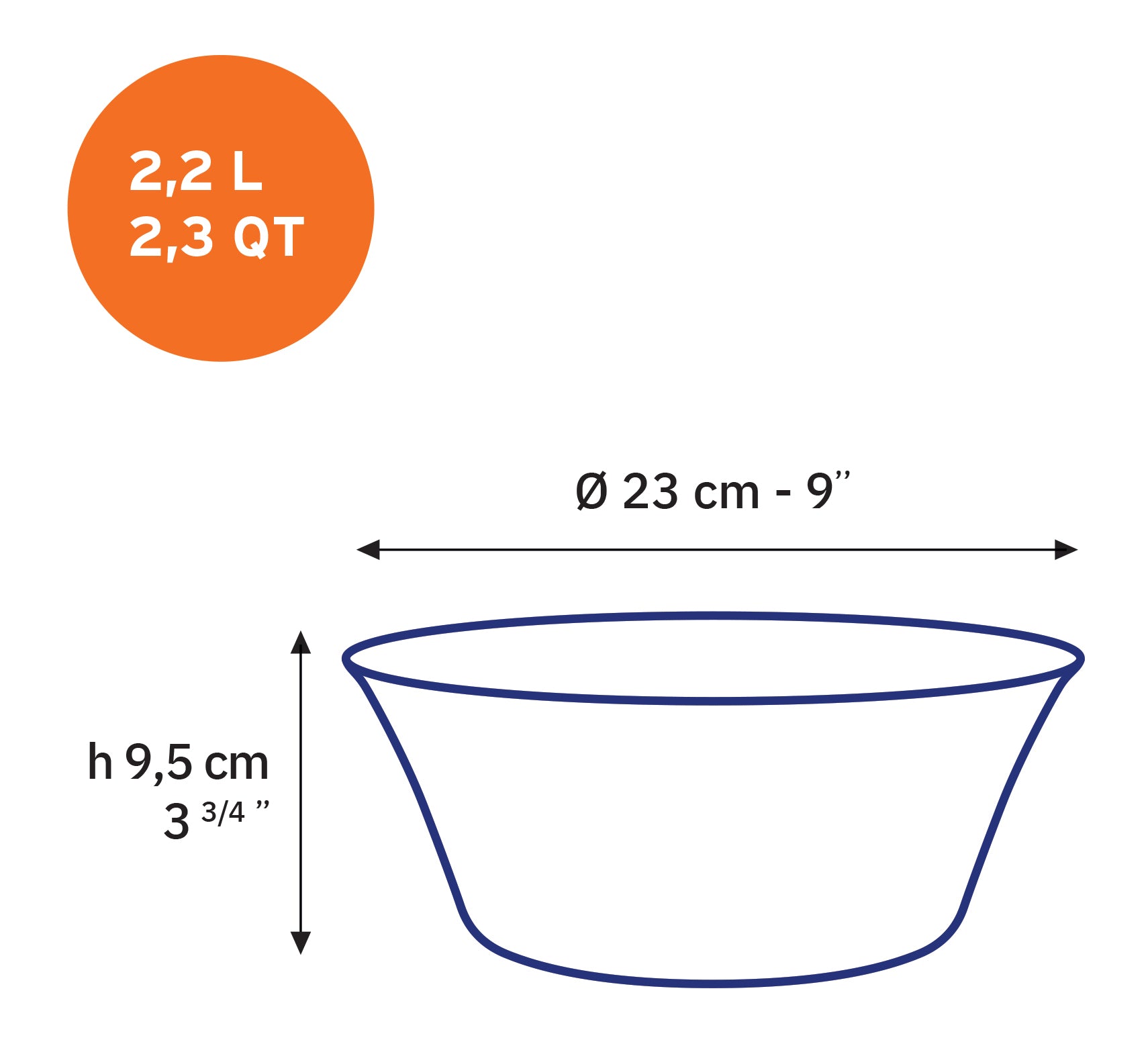 Saladier Lys Sepia 23 cm (lot de 2)