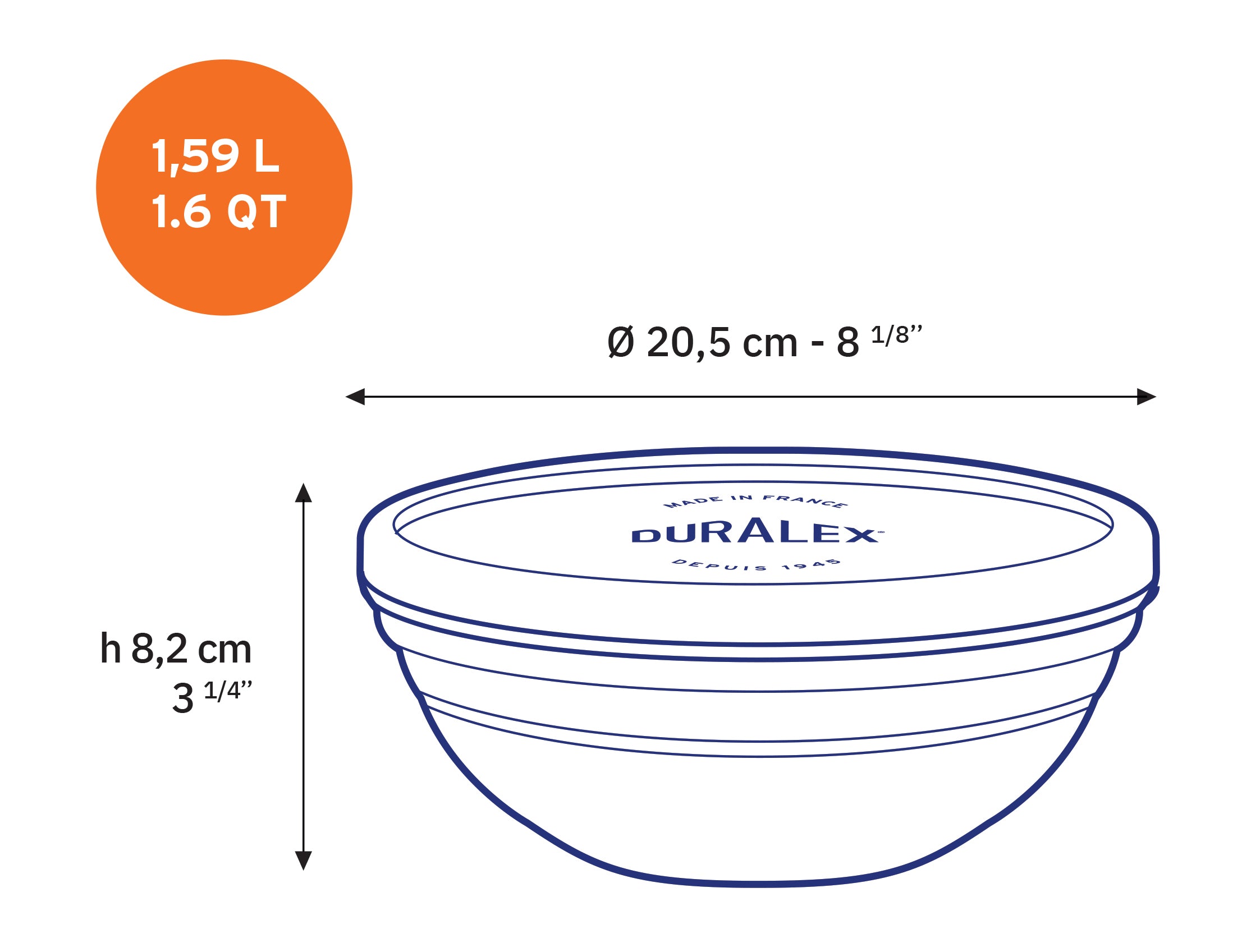 Freshbox - Boîte de conservation ronde avec couvercle bleu (lot de 8 pièces)