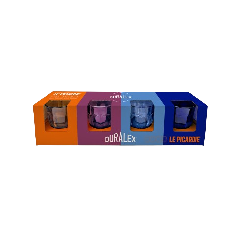 Duralex Picardie Set 4 Bicchieri 24 Cl - Colorati (Prugna, Verde, Blu Navy, Grigio) - Fatti In Francia - 4
