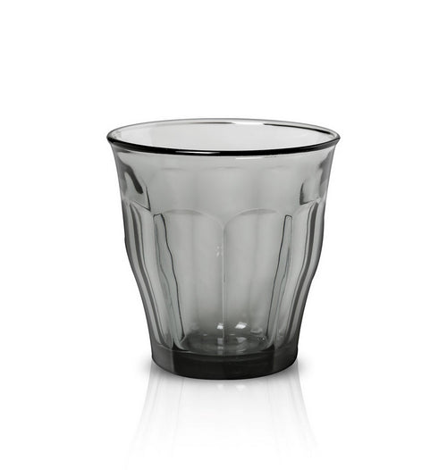 Duralex Le Picardie. Medium Grey Glass Tumbler. Le verre de taille moyenne en verre gris.
