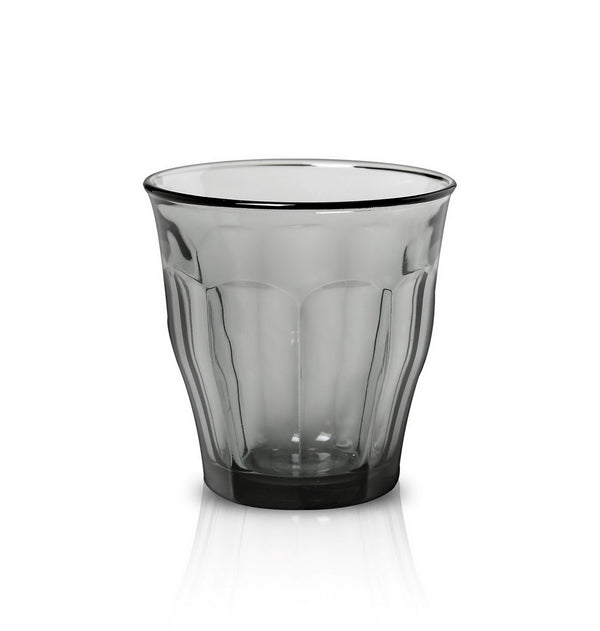 Duralex Le Picardie. Medium Grey Glass Tumbler. Le verre de taille moyenne en verre gris.