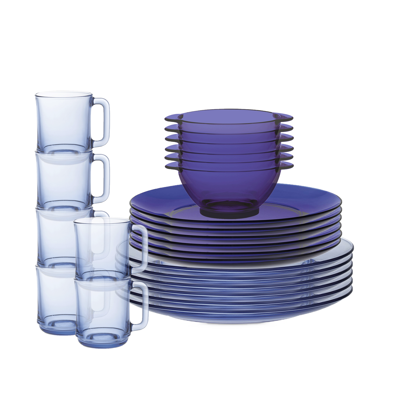 Lys Marine & Saphir 24-Piece Dinnerware Set – Plates, Bowls & Mugs