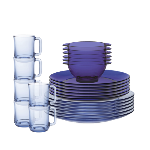 Lys Marine & Saphir 24-Piece Dinnerware Set – Plates, Bowls & Mugs
