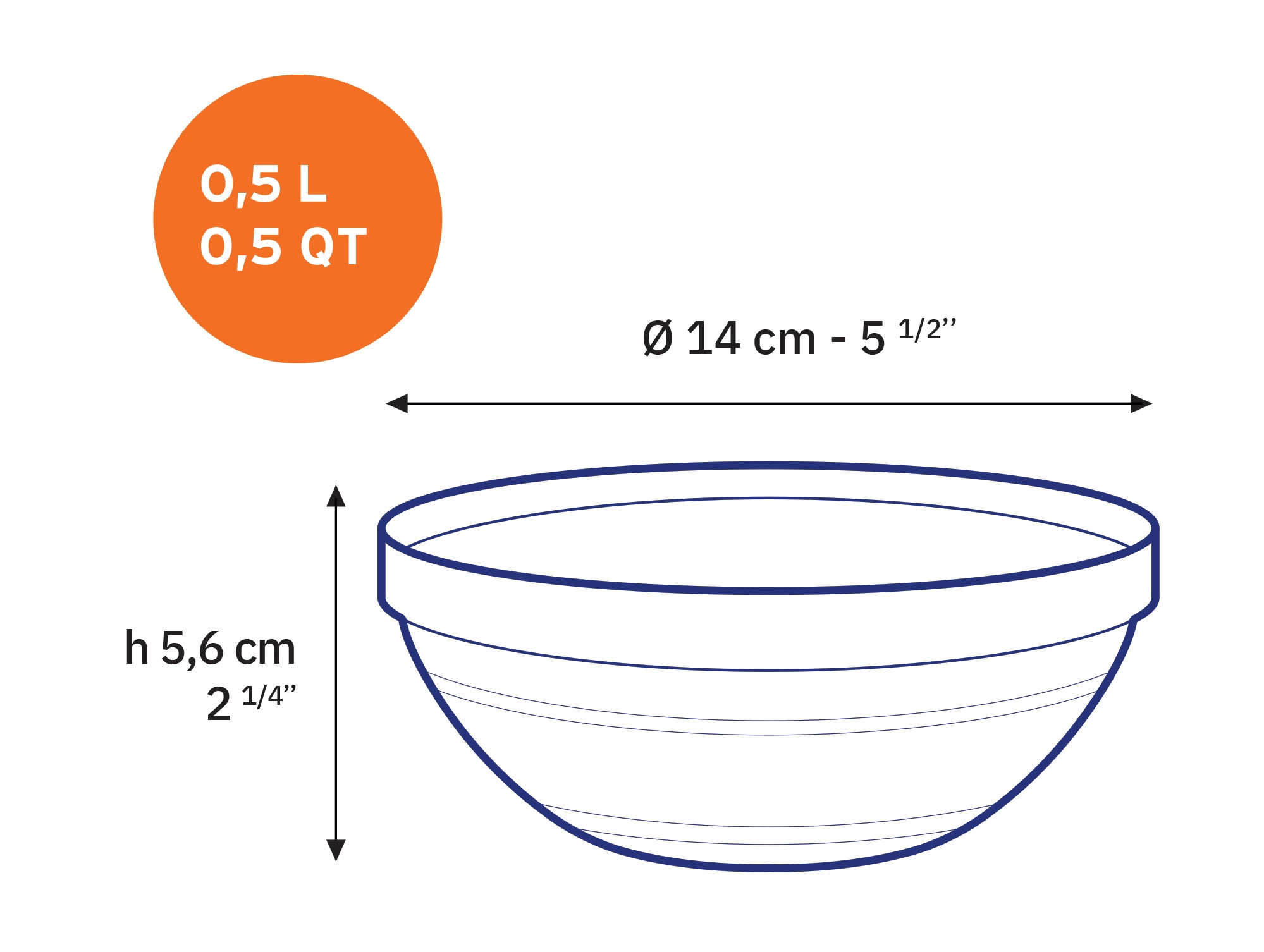 Round Bowl Set with Blue Lids – 3 Piece (14cm, 17cm, 23cm)