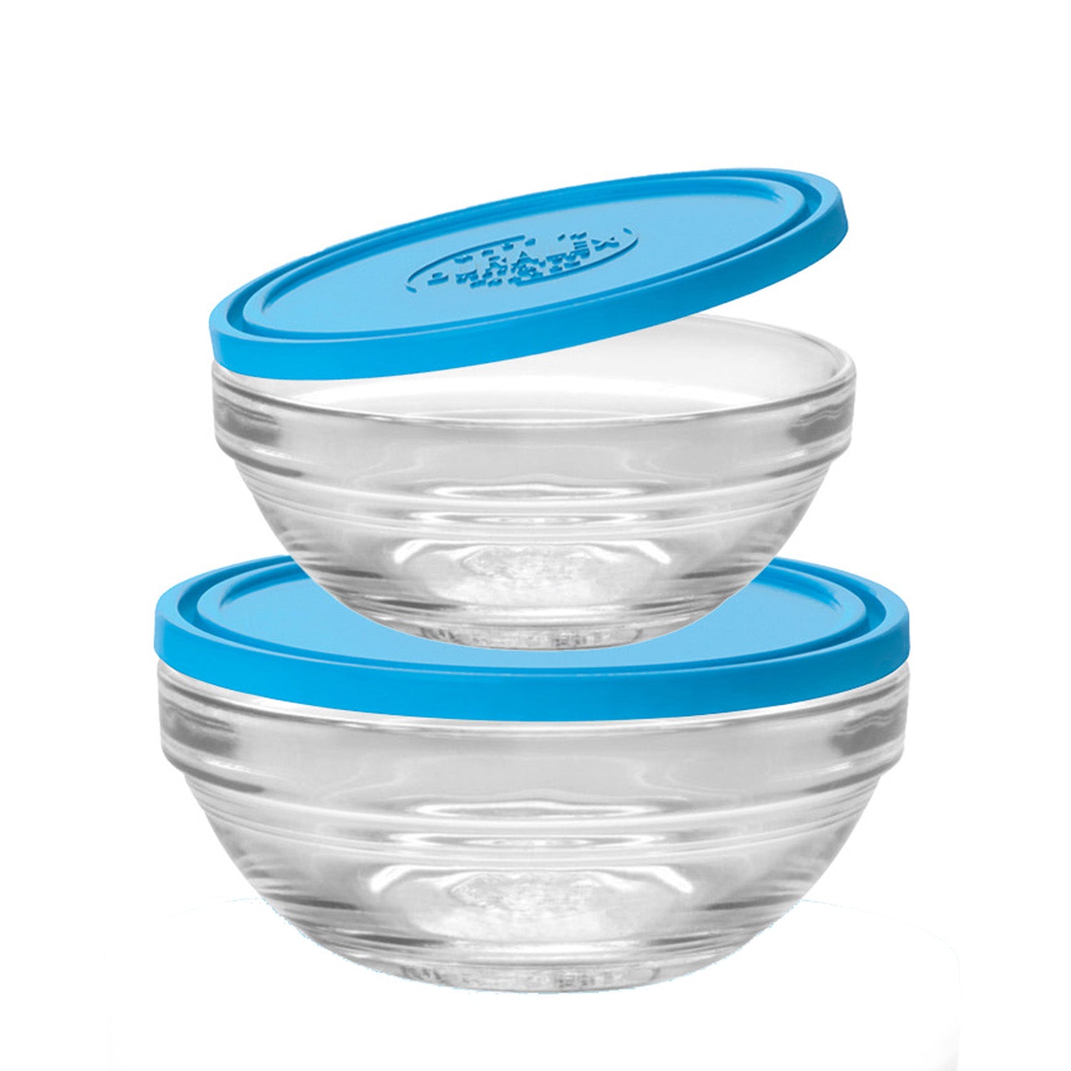 Round Bowl Set with Blue Lids – 2 Piece  17cm and 23cm