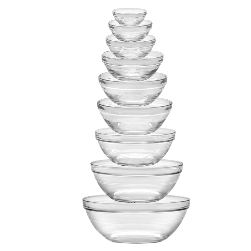 Le Gigogne® Clear stackable salad/mixing bowls set (9 Pc)