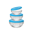 Duralex Round Bowl Set with Blue Lids – 3 Piece (14cm, 17cm, 23cm) Round Bowl Set with Blue Lids – 3 Piece (14cm, 17cm, 23cm)