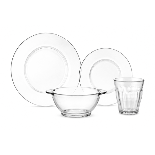 Lys Dinnerware Set, Dinner, Dessert Plates, Bowls and Tumblers (24 Pc)