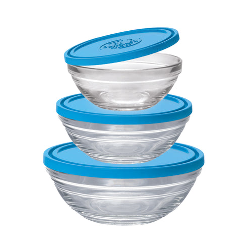 Freshbox - Boîte de conservation ronde avec couvercle bleu (lot de 8 pièces)