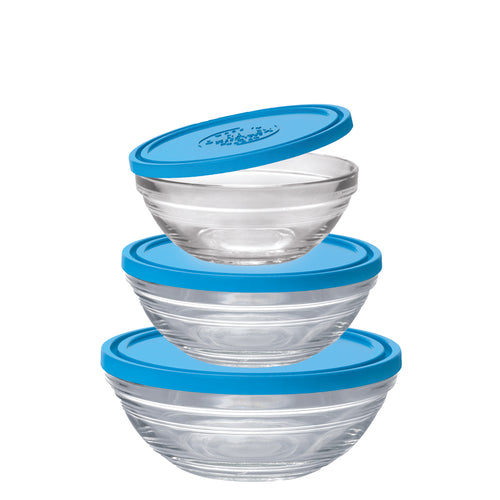 Freshbox - Boîte de conservation ronde avec couvercle bleu (lot de 8 pièces)