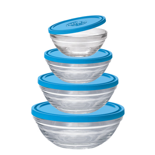 Freshbox - Boîte de conservation ronde avec couvercle bleu (lot de 8 pièces)