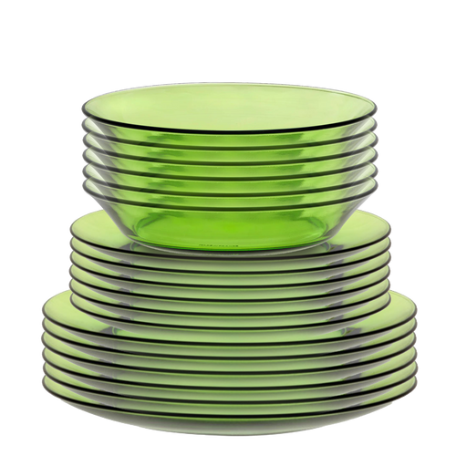 Lys Green Dinnerware Set, Dinner, Dessert and Soup Plates (18 Pc)