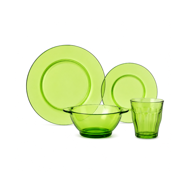 Lys Dinnerware Set, Dinner, Dessert Plates, Bowls and Tumblers (24 Pc)