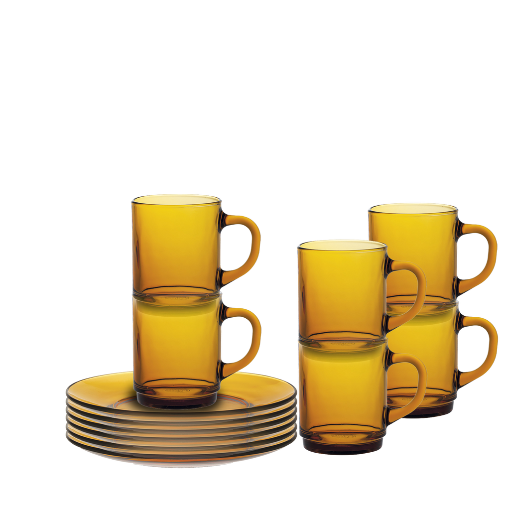 DURALEX CUP Lampup ジェリーマルケス Duralex Lys Amber Coffee and Cake Set (12 Pc) - Made in France