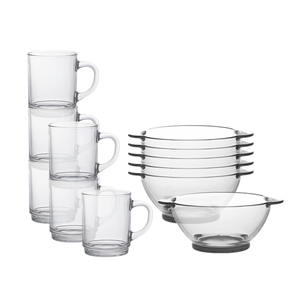Versailles Mug & Lys Bowl with Handles Set – 12 Piece Breakfast Set