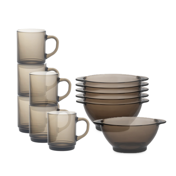 Versailles Mug & Lys Bowl with Handles Set – 12 Piece Breakfast Set