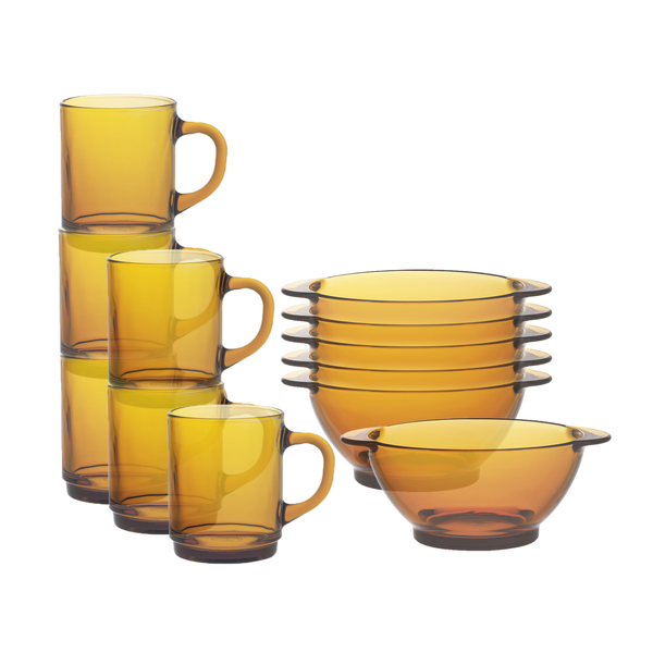 Versailles Mug & Lys Bowl with Handles Set – 12 Piece Breakfast Set