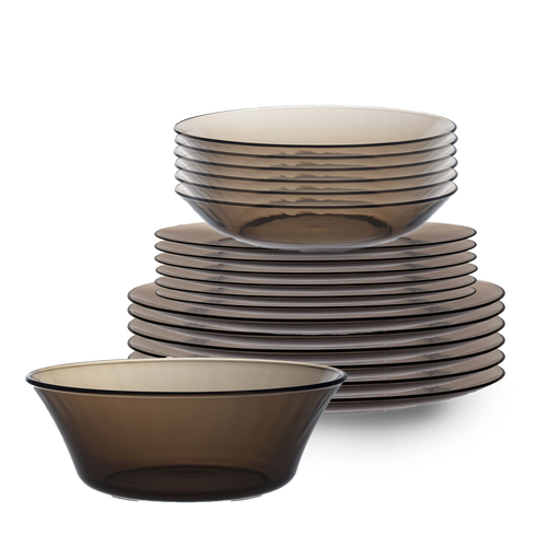 Lys Sepia Dinnerware Set, Dinner, Dessert Plates, Deep Plates and salad Bowl (19 Pc)