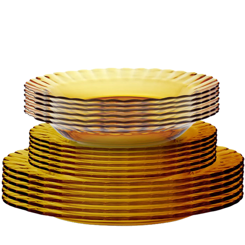 Picardie Amber Glass Dinner Set (18-Piece) – 26cm, 23cm & Deep Plate