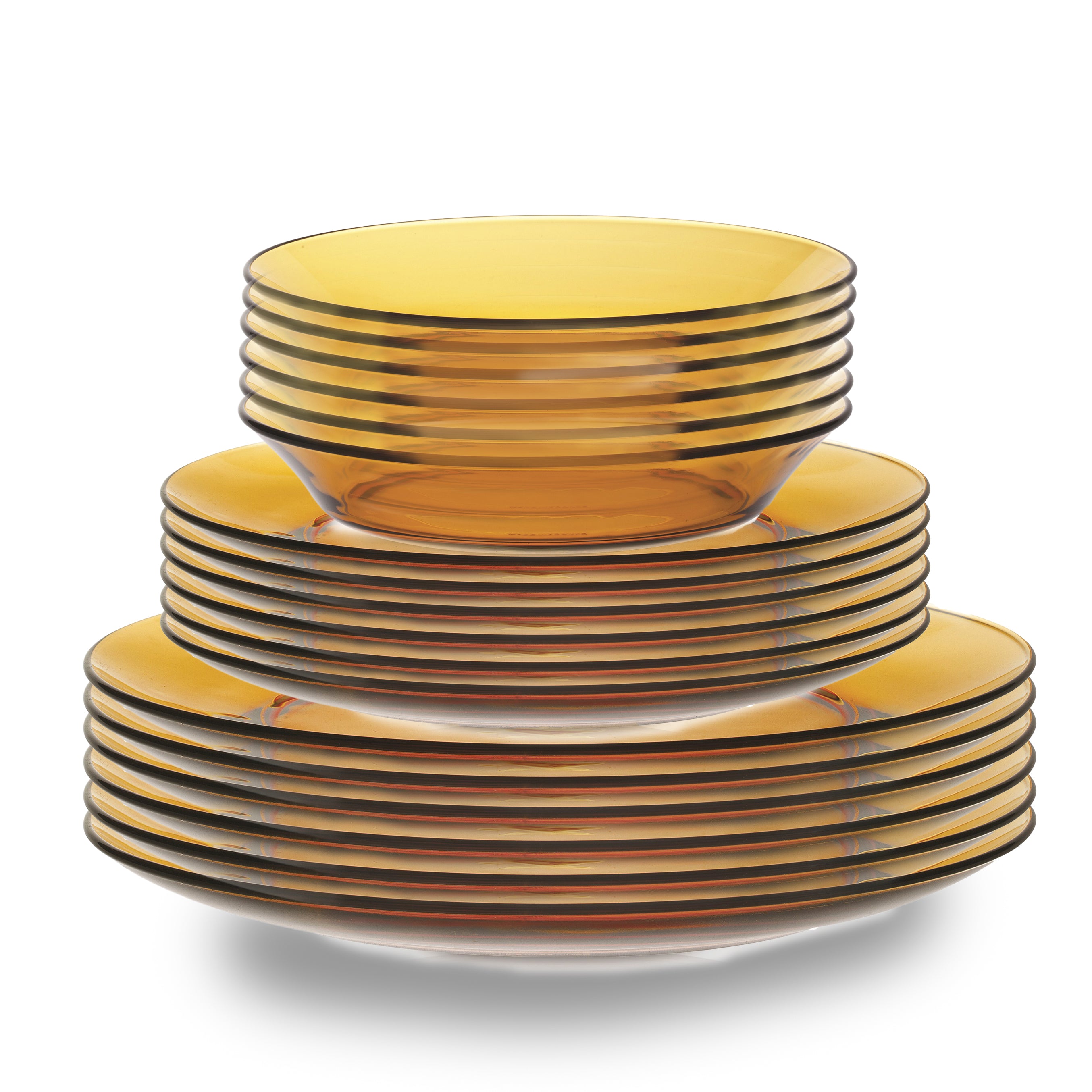 Lys Amber 18 Piece Dinnerware Set- Dinner Plate, Salad Plate, and Soup Plate Set