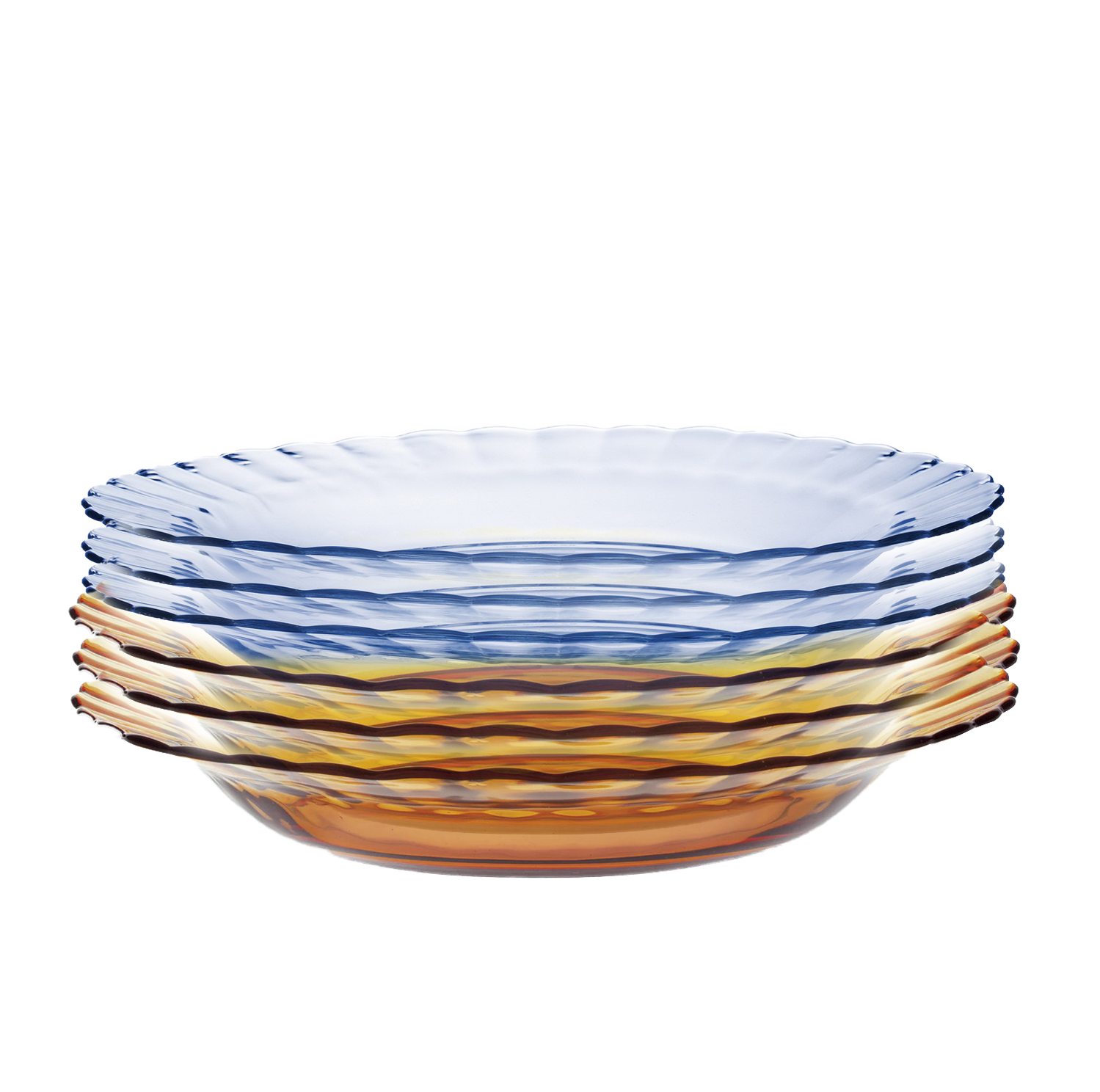 Picardie Mixed Color Plate Set – Amber & Marine (3 Amber / 3 Marine)
