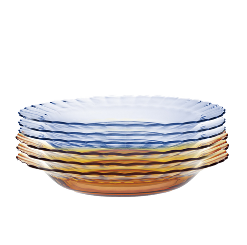 Picardie Mixed Color Plate Set – Amber & Marine (3 Amber / 3 Marine)