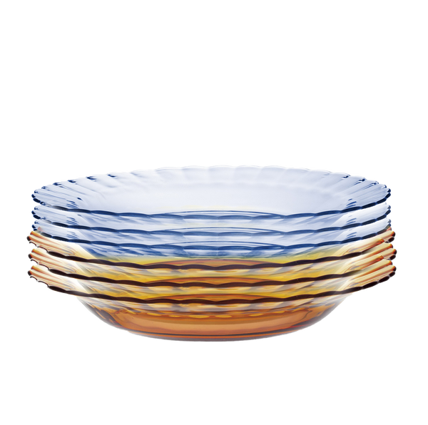 Picardie Mixed Color Plate Set – Amber & Marine (3 Amber / 3 Marine)