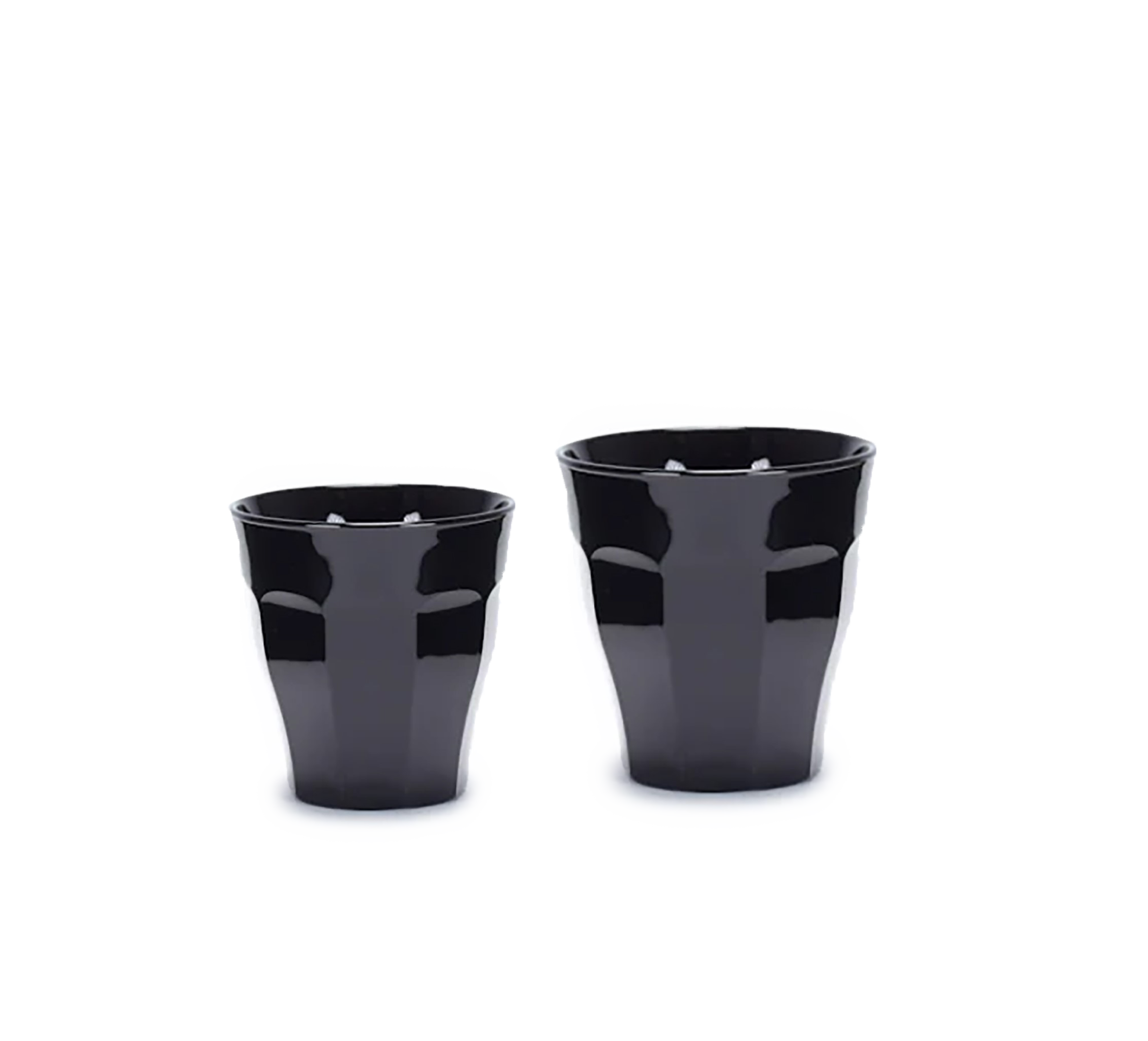 Picardie Black Glass Set – 12 Piece (6x90ml Espresso Cups, 6x250ml Tumblers)