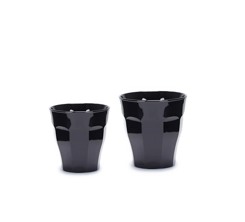 Picardie Black Glass Set – 12 Piece (6x90ml Espresso Cups, 6x250ml Tumblers)