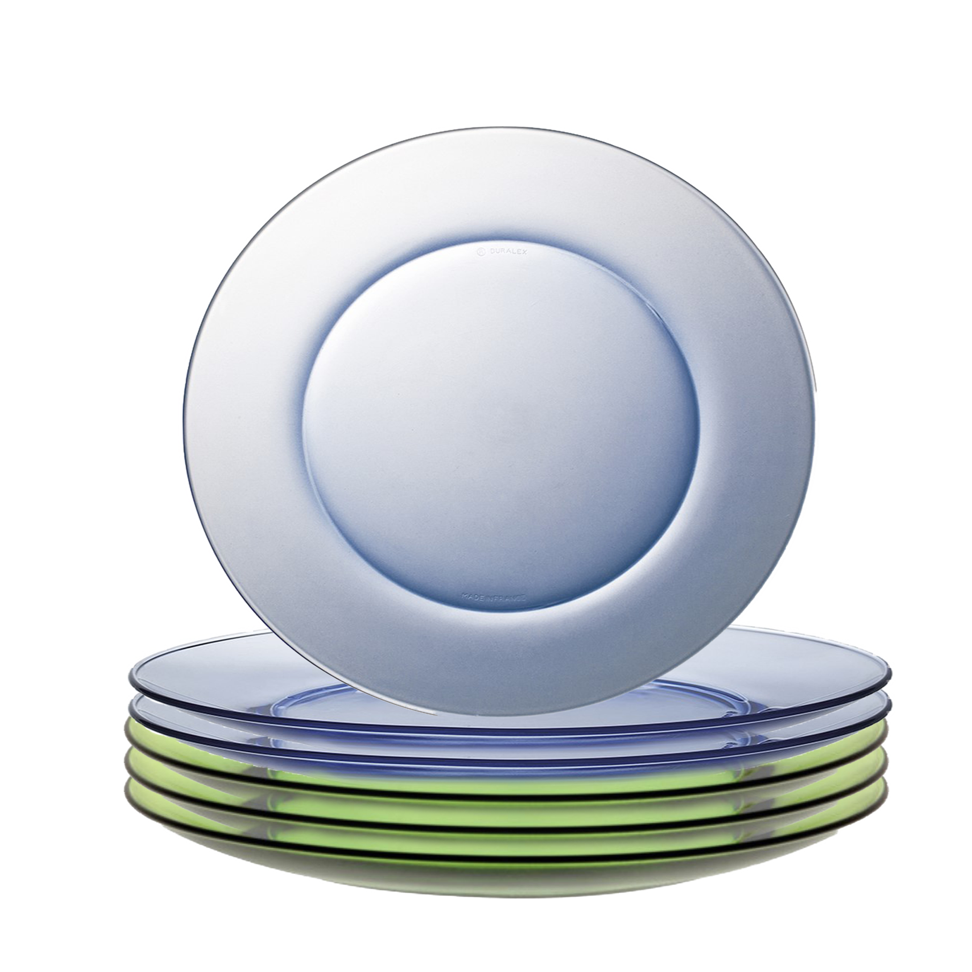 Duralex Lys Green & Marine Glass Plates – Set of 6 (3xeach) – 23cm