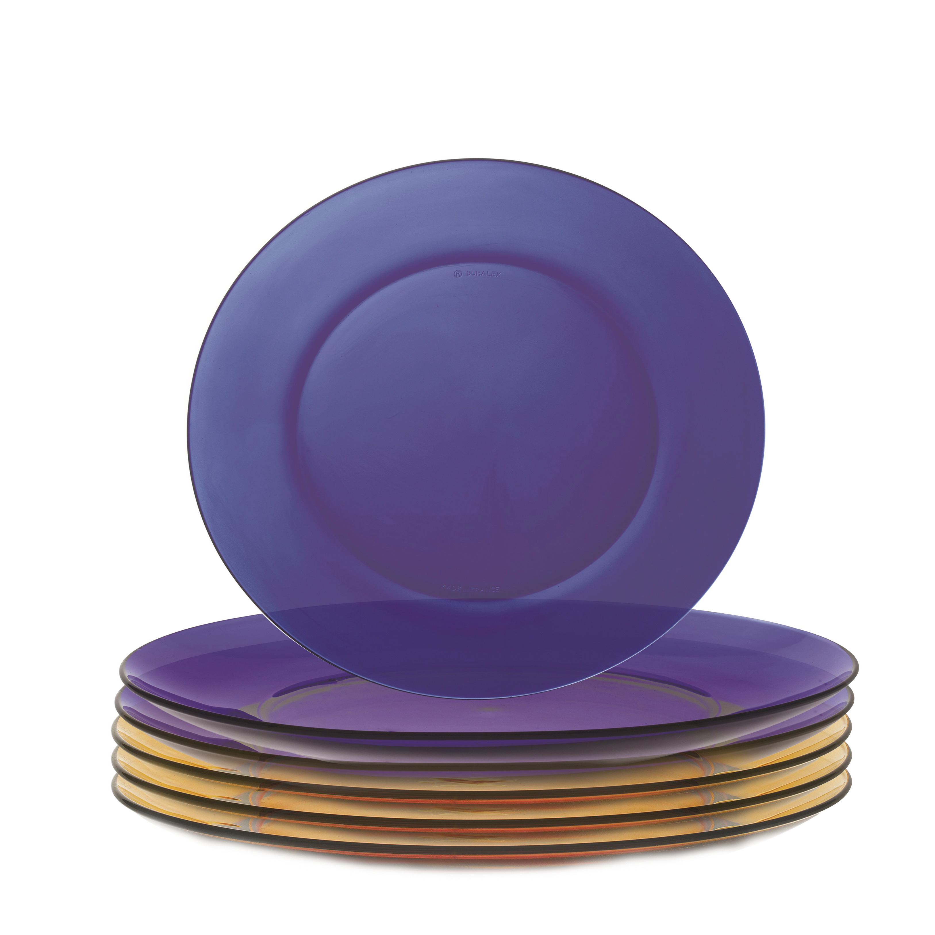 Duralex Lys Amber & Sapphire Glass Plates – Set of 6 (3x each) – 23cm